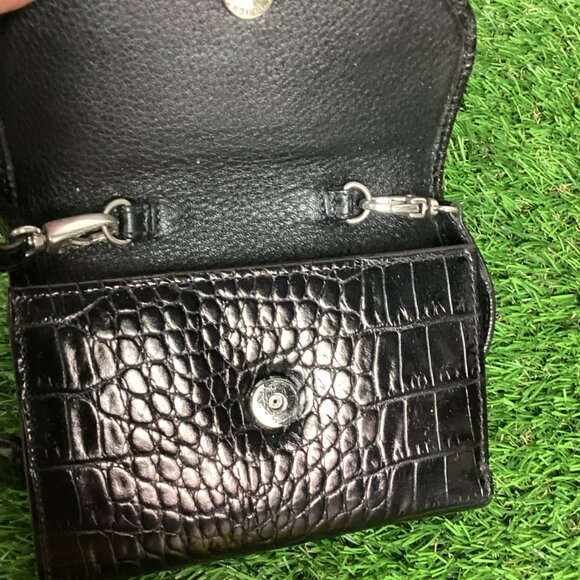 Brighton Black Croc Print Patent Leather Wallet with Crossbody Strap - Picture 5 of 15